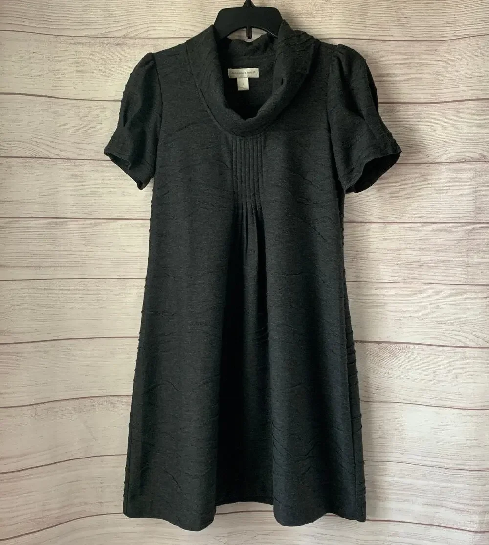 Christopher & Banks Gray Cowl Neck Dress Short Sleeves Size 6